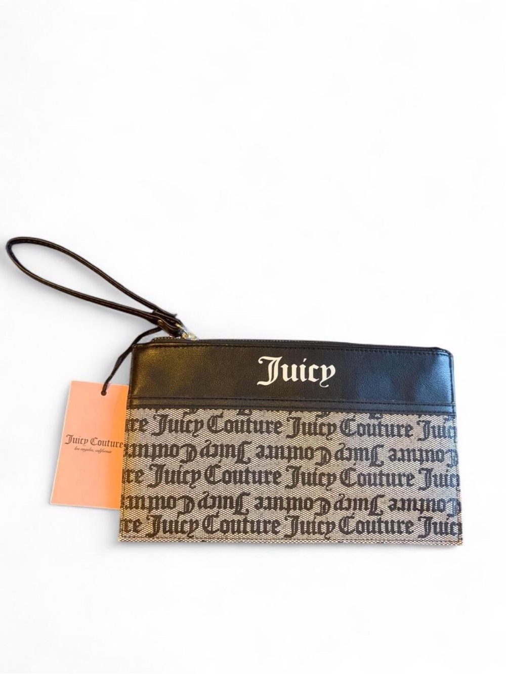 Juicy Couture Black and Grey Logo Wristlet Pouch